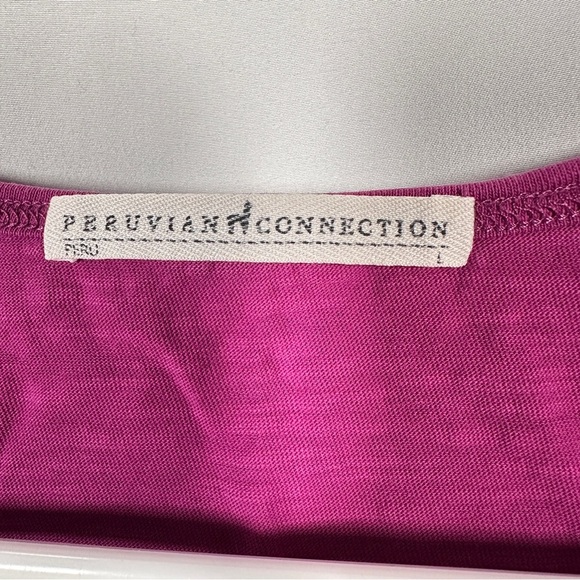 🌺 Peruvian Connection Cotton Tank — Magenta/Fuchsia (L) — V-Scoop Neck - Picture 9 of 11